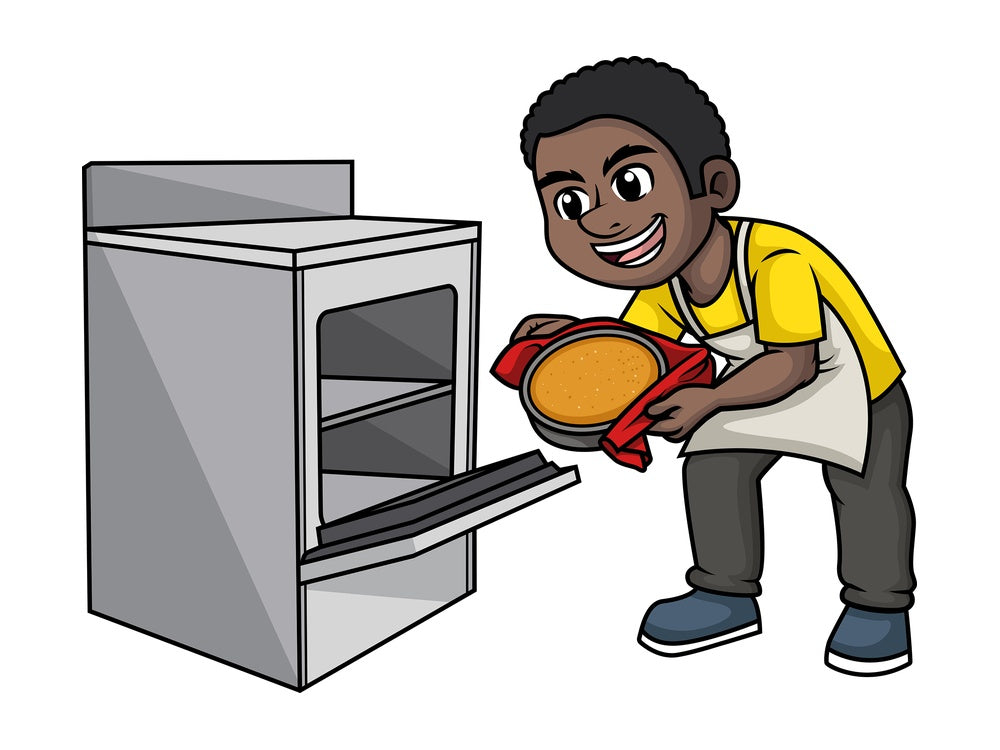 Black man baking. PNG - JPG and vector EPS (infinitely scalable). Image isolated on transparent background.