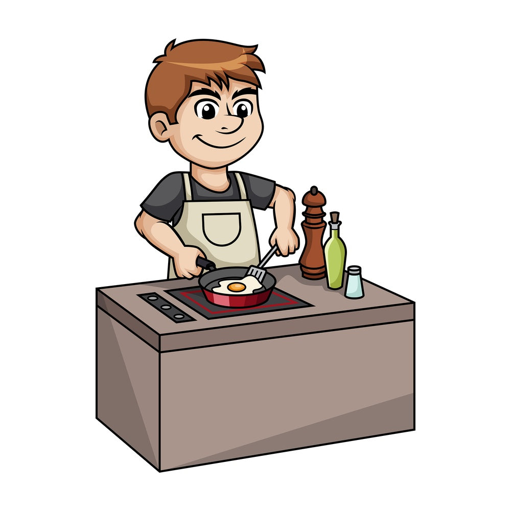 Man frying an egg. PNG - JPG and vector EPS (infinitely scalable).