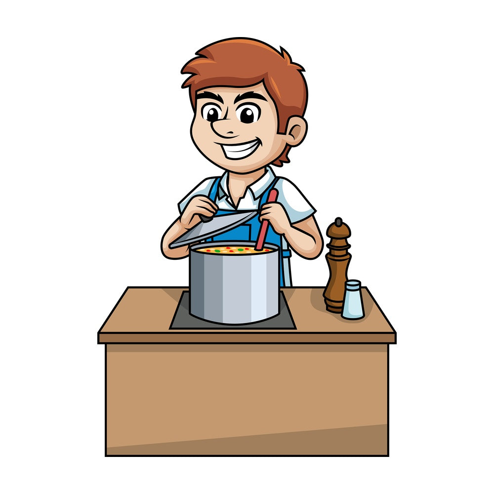 Man making soup. PNG - JPG and vector EPS (infinitely scalable).