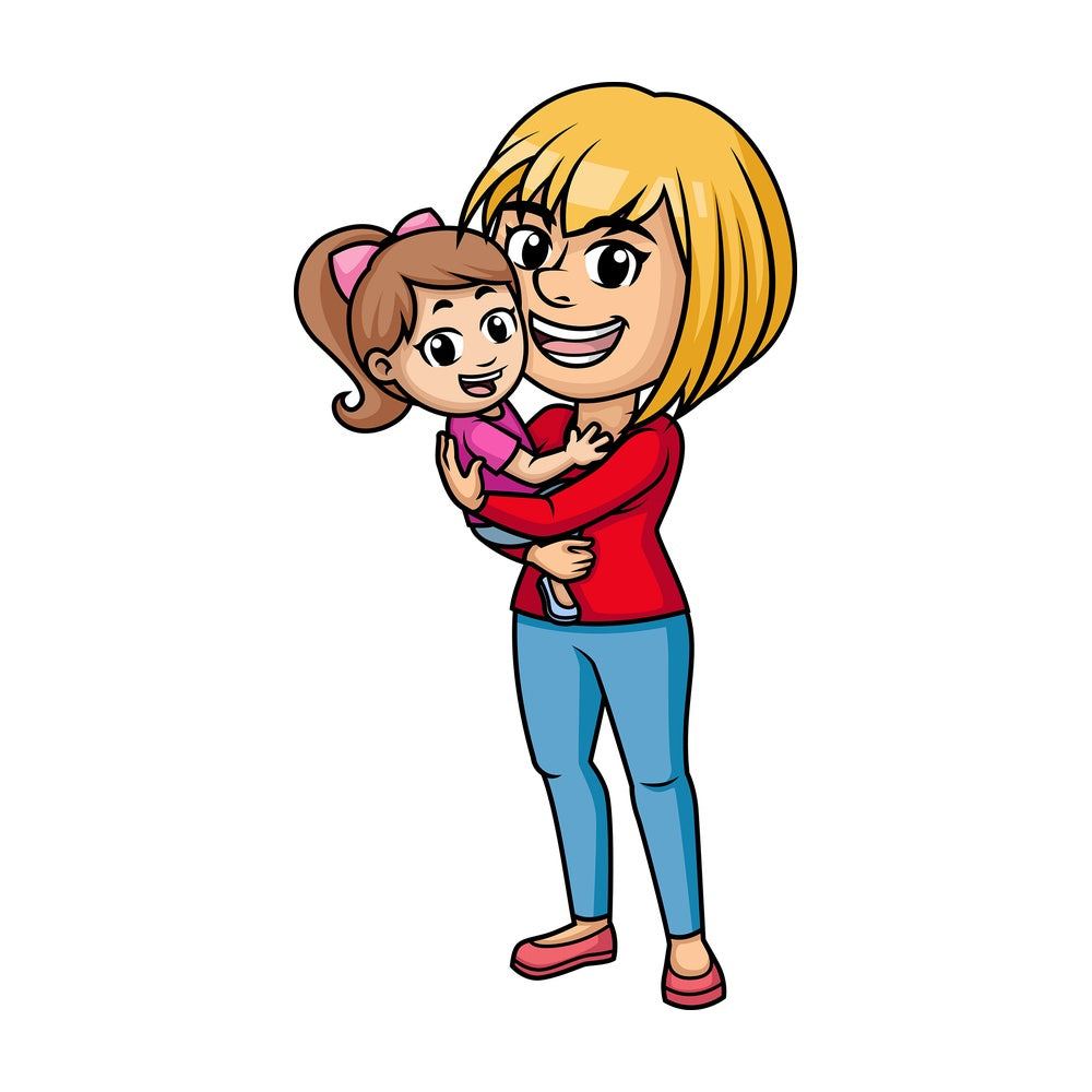 Mom hugging her child. PNG - JPG and vector EPS (infinitely scalable). Image isolated on transparent background.