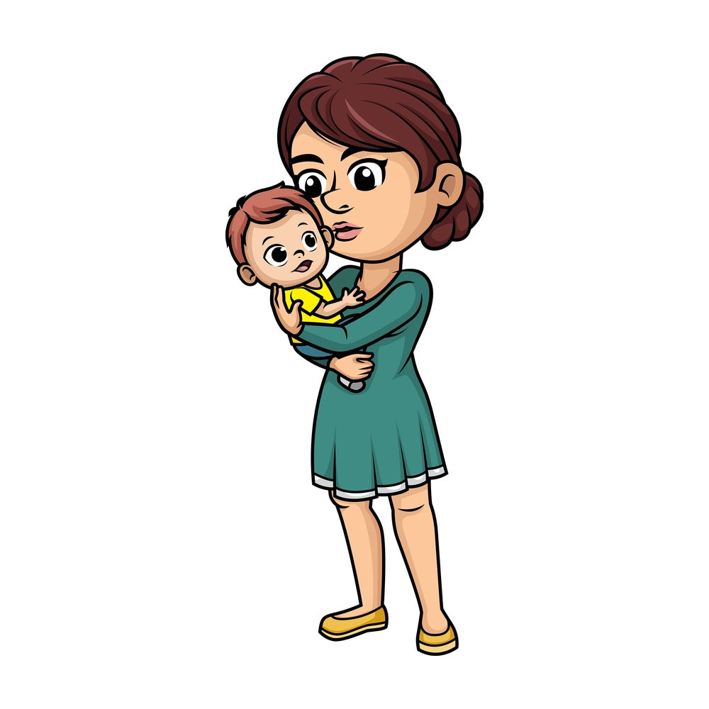 Mom kissing her baby. PNG - JPG and vector EPS (infinitely scalable). Image isolated on transparent background.