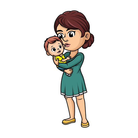 Mom kissing her baby. PNG - JPG and vector EPS (infinitely scalable). Image isolated on transparent background.