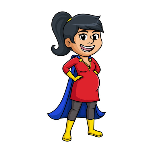 Pregnant superheroine. PNG - JPG and vector EPS (infinitely scalable). Image isolated on transparent background.