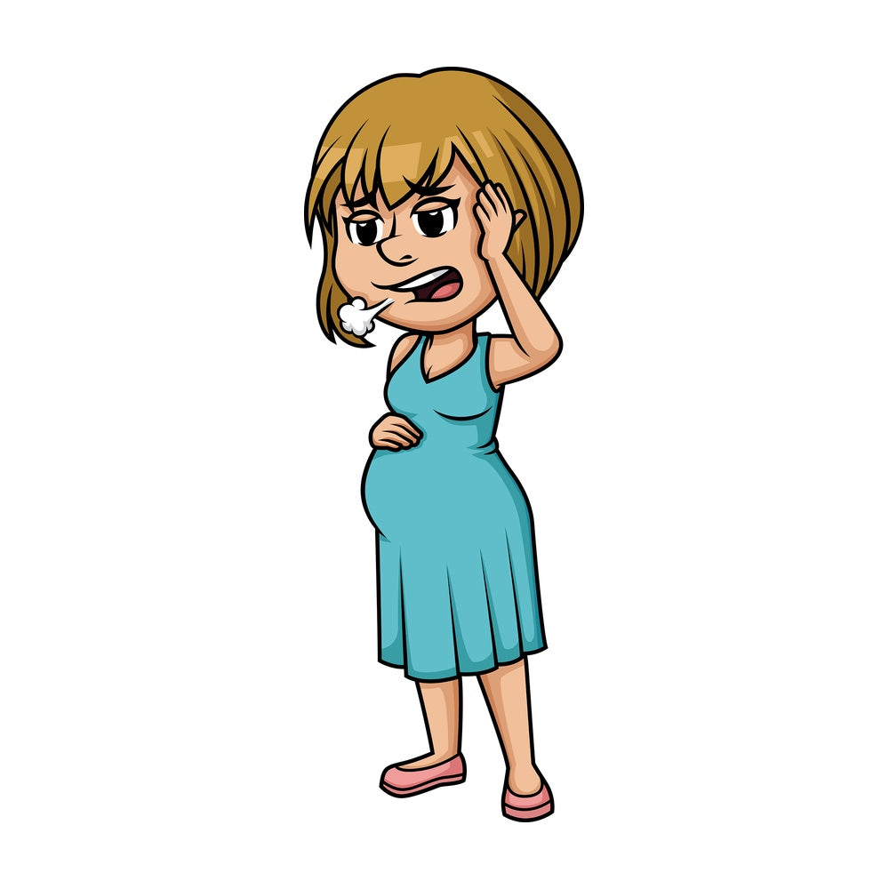 Tired pregnant woman. PNG - JPG and vector EPS (infinitely scalable).