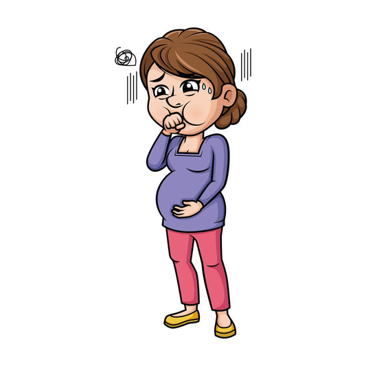 Nauseous pregnant woman morning sickness. PNG - JPG and vector EPS (infinitely scalable).