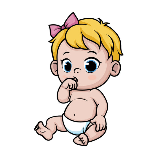 Baby girl sucking her thumb. PNG - JPG and vector EPS (infinitely scalable).