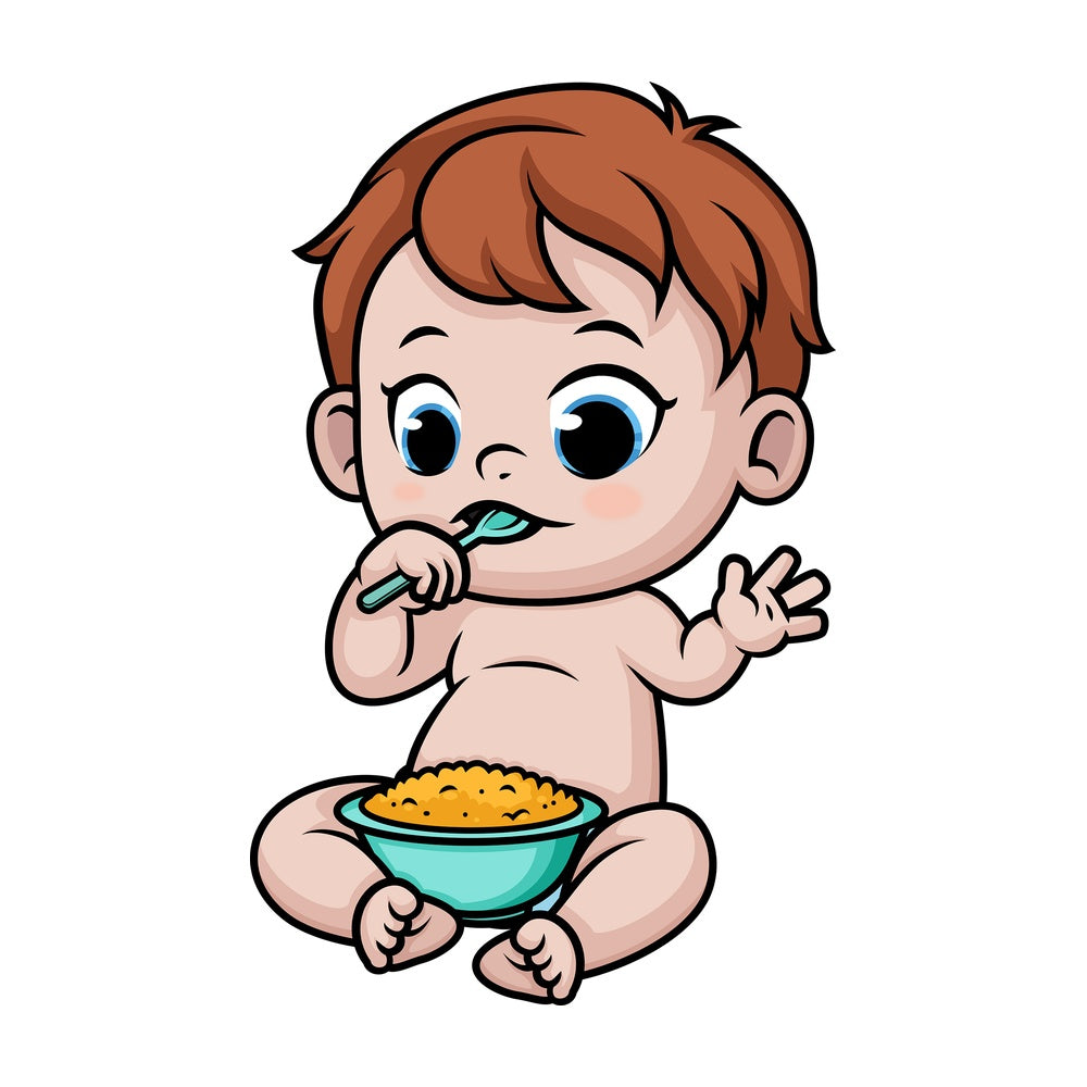 Baby eating. PNG - JPG and vector EPS (infinitely scalable).