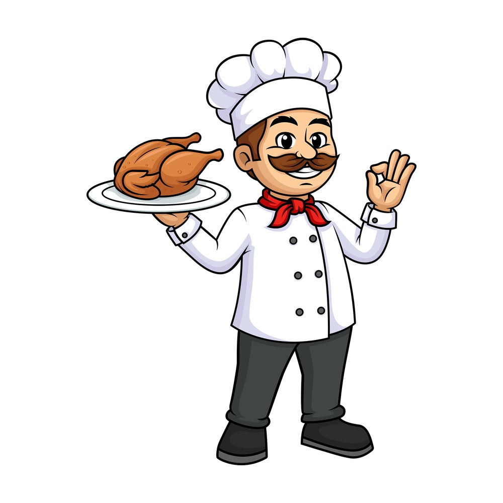 Male chef holding chicken. PNG - JPG and vector EPS (infinitely scalable).