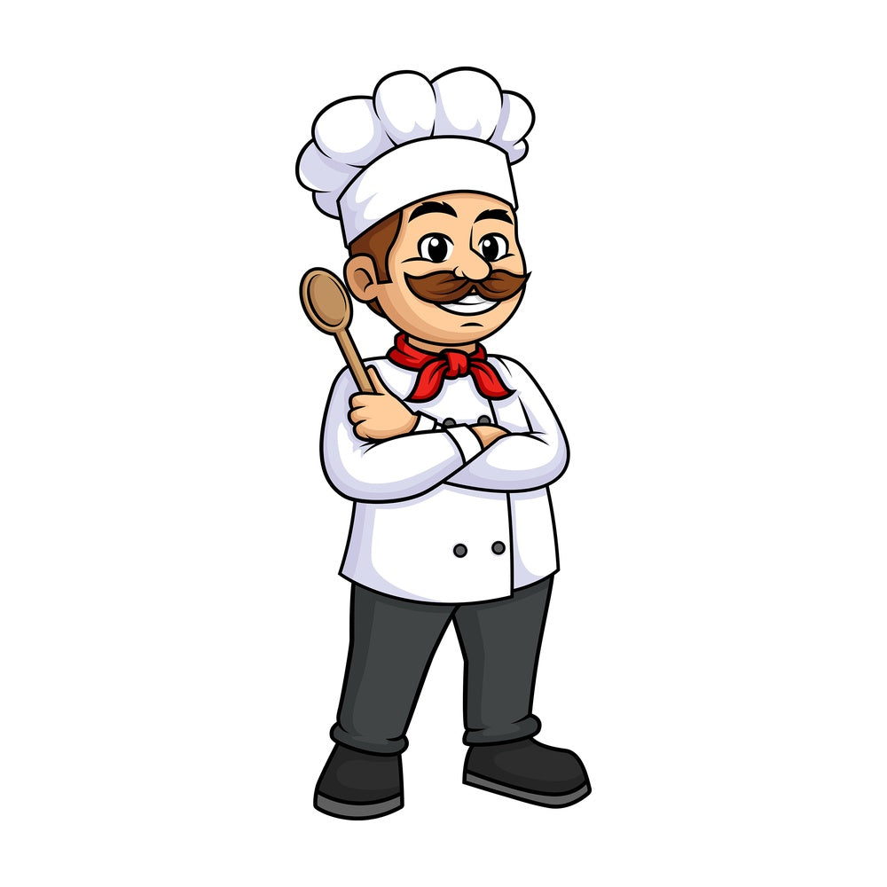 Male chef holding platter. PNG - JPG and vector EPS (infinitely scalable).
