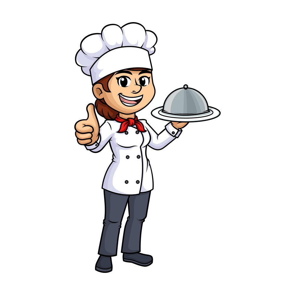 Female chef thumbs up. PNG - JPG and vector EPS (infinitely scalable).