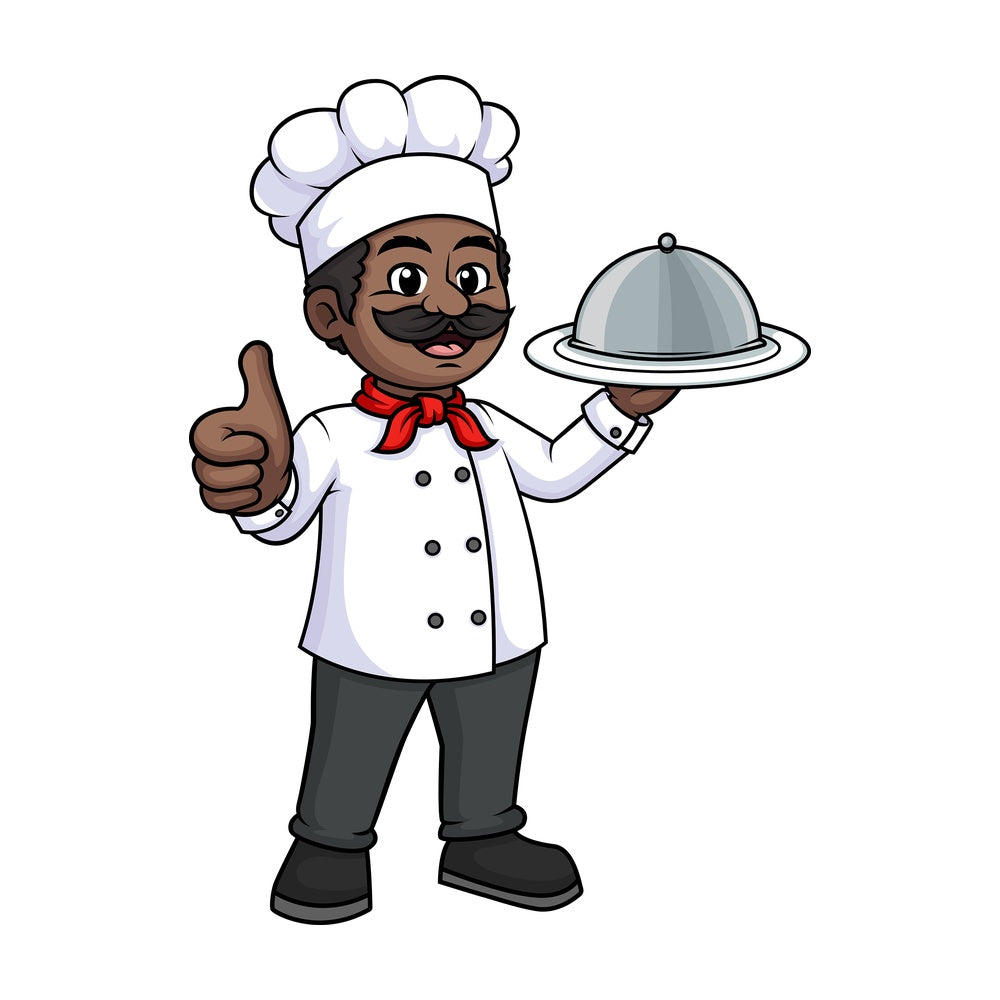 Black male chef thumbs up. PNG - JPG and vector EPS (infinitely scalable).