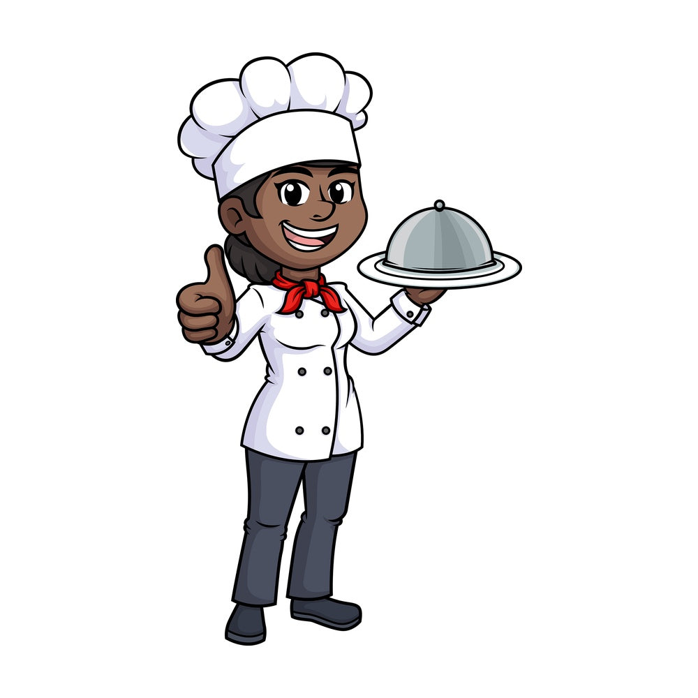 Black female chef thumbs up. PNG - JPG and vector EPS (infinitely scalable).