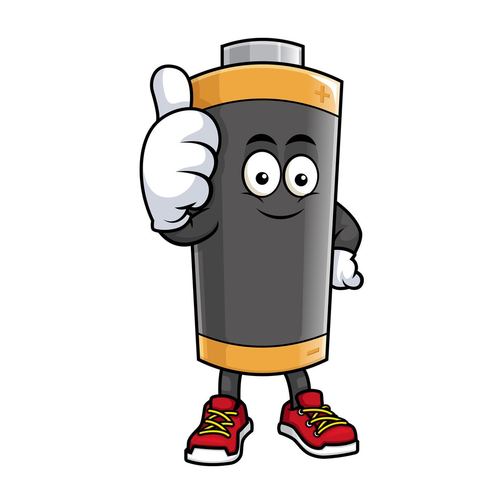 Battery mascot thumbs up. PNG - JPG and vector EPS (infinitely scalable).