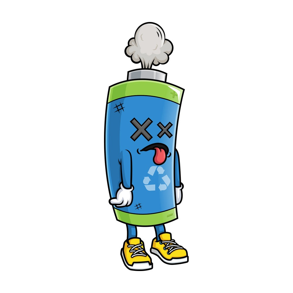 Dead eco-friendly battery. PNG - JPG and vector EPS (infinitely scalable).