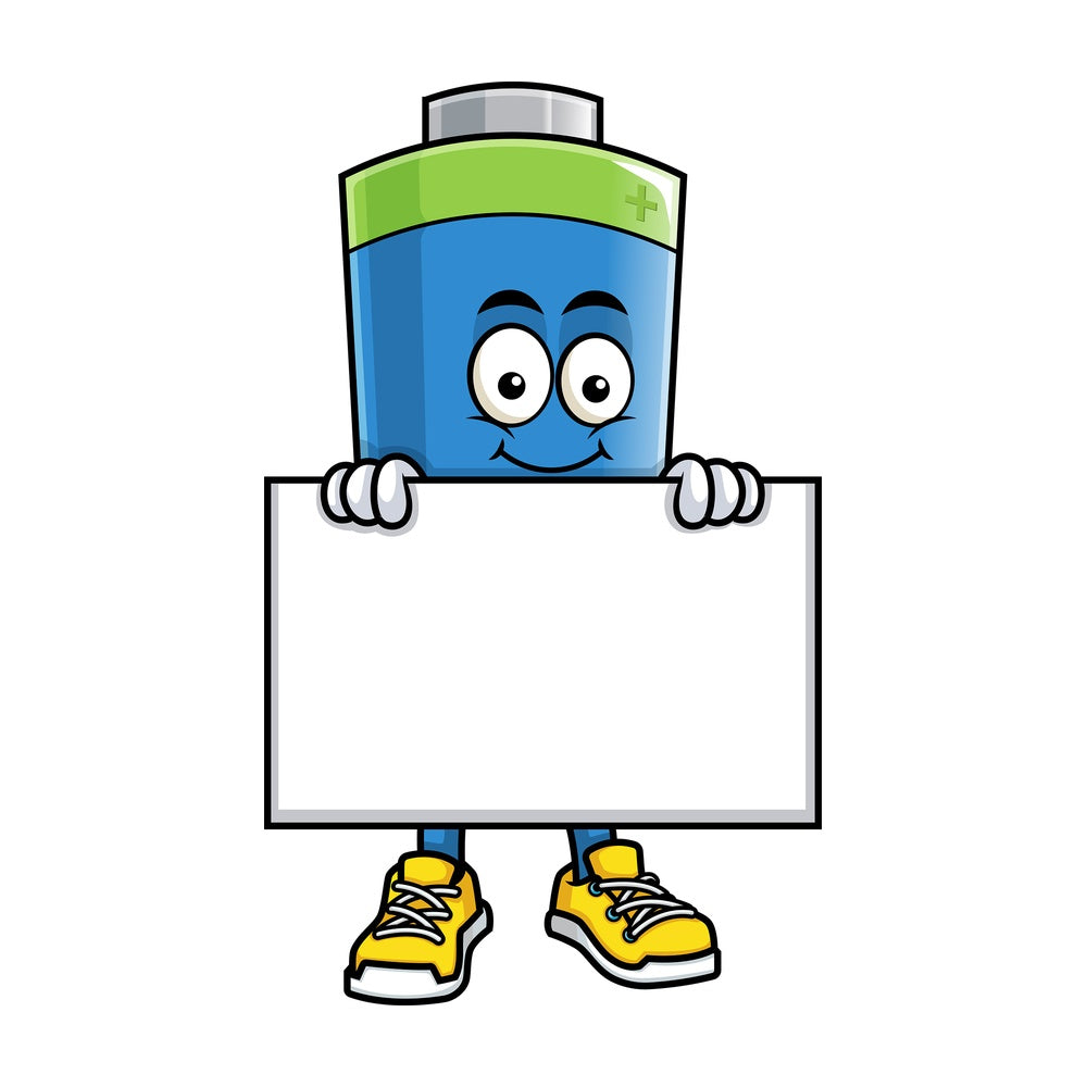 Ecological battery holding empty sign. PNG - JPG and vector EPS (infinitely scalable).