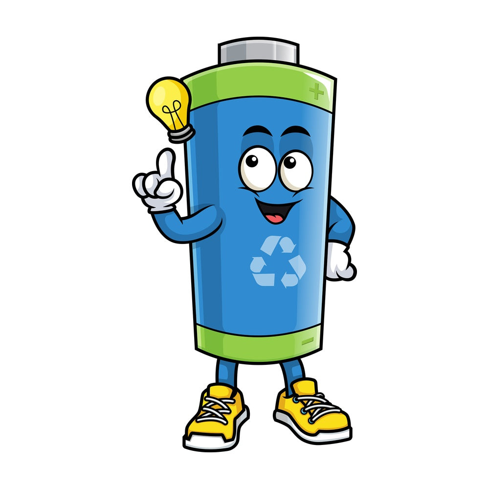 Green ecological battery having an idea. PNG - JPG and vector EPS (infinitely scalable).