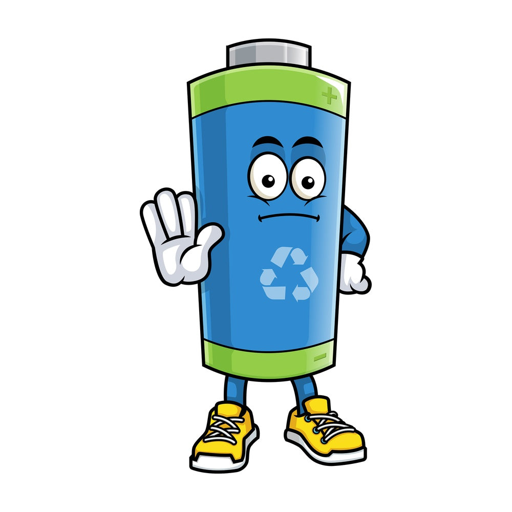 Green ecological battery attention. PNG - JPG and vector EPS (infinitely scalable).