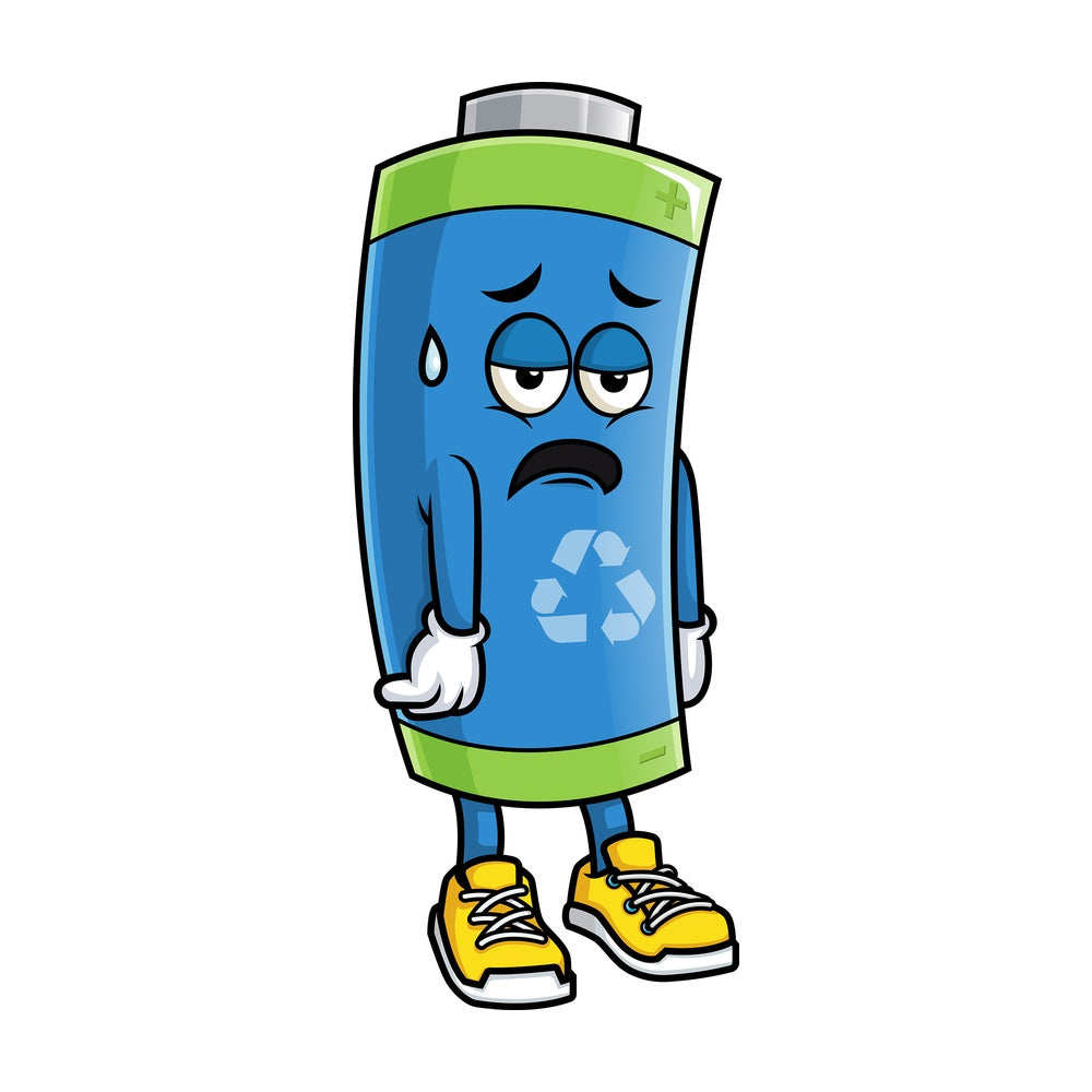 Green ecological battery low on energy. PNG - JPG and vector EPS (infinitely scalable).
