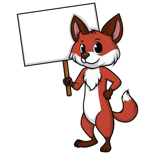 Royalty-free stock vector illustration of a fox holding empty sign.