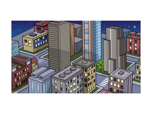 Dark city background in 16:9 aspect ratio. PNG - JPG and vector EPS file formats (infinitely scalable).
