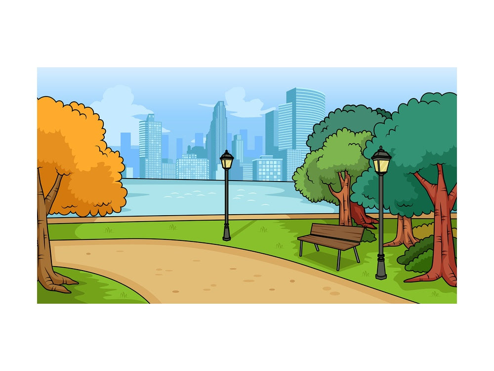 City park background in 16:9 aspect ratio. PNG - JPG and vector EPS file formats (infinitely scalable).