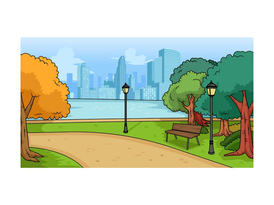 City park background in 16:9 aspect ratio. PNG - JPG and vector EPS file formats (infinitely scalable).