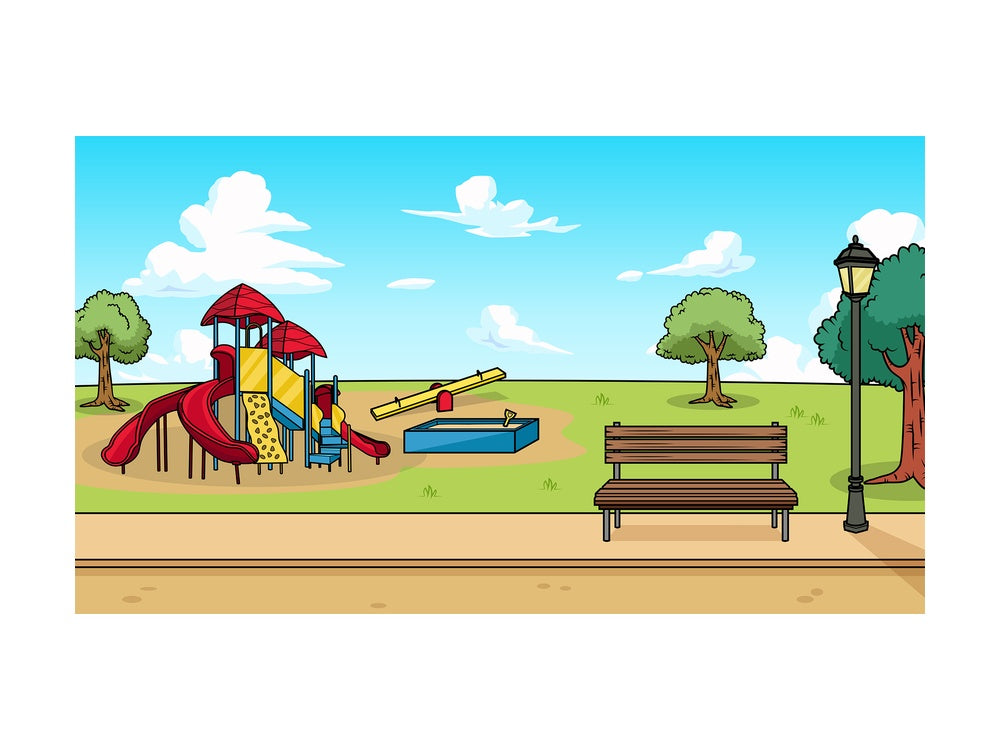 City playground background in 16:9 aspect ratio. PNG - JPG and vector EPS file formats (infinitely scalable).