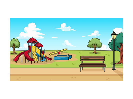 City playground background in 16:9 aspect ratio. PNG - JPG and vector EPS file formats (infinitely scalable).