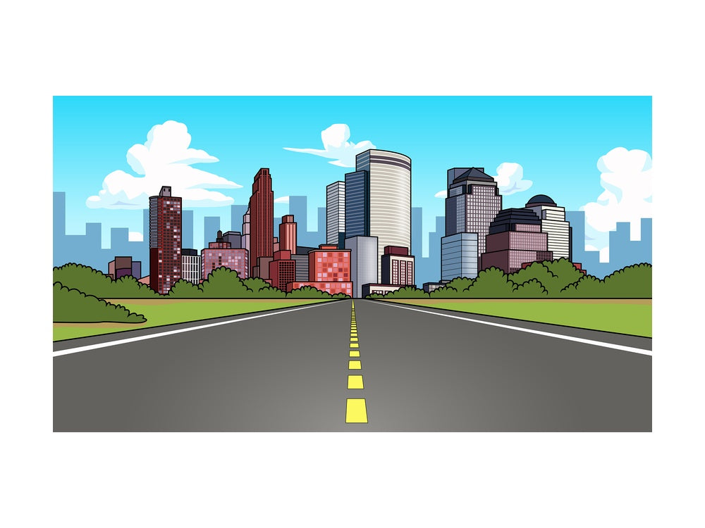 City highway background in 16:9 aspect ratio. PNG - JPG and vector EPS file formats (infinitely scalable).