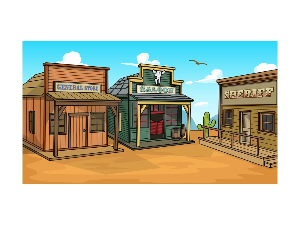 Wild west town background in 16:9 aspect ratio. PNG - JPG and vector EPS file formats (infinitely scalable).