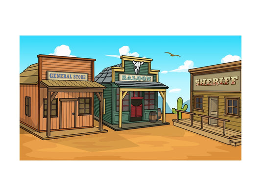 Wild west town background in 16:9 aspect ratio. PNG - JPG and vector EPS file formats (infinitely scalable).