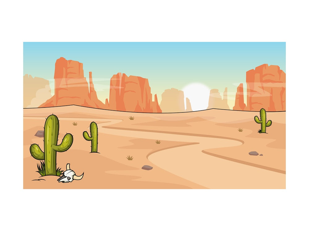 Wild west desert background in 16:9 aspect ratio. PNG - JPG and vector EPS file formats (infinitely scalable).