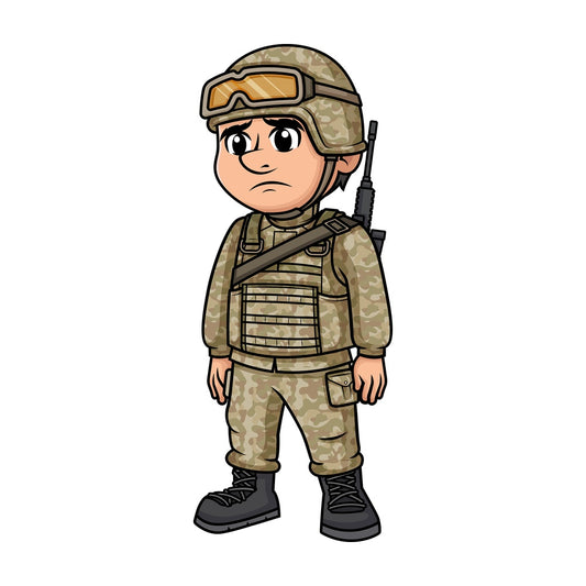 Sad male soldier. PNG - JPG and vector EPS (infinitely scalable). Image isolated on transparent background.