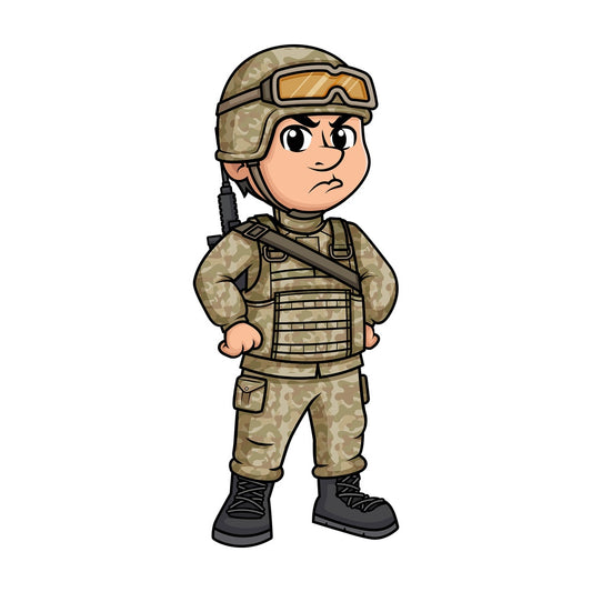 Angry male soldier. PNG - JPG and vector EPS (infinitely scalable). Image isolated on transparent background.