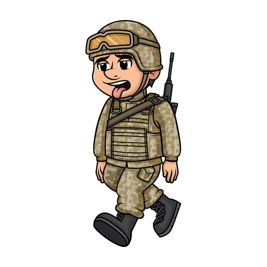 Tired male soldier. PNG - JPG and vector EPS (infinitely scalable). Image isolated on transparent background.