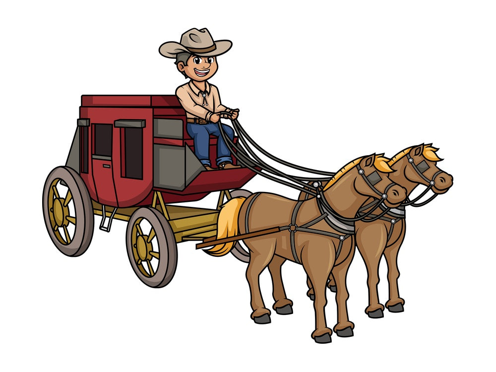 Man riding old west stagecoach. PNG - JPG and vector EPS (infinitely scalable).