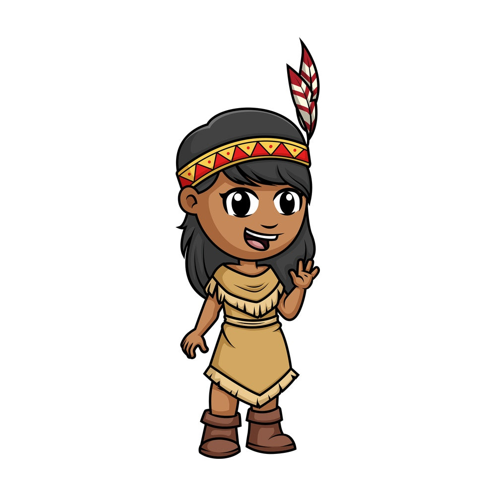 Native american indian little girl. PNG - JPG and vector EPS (infinitely scalable).
