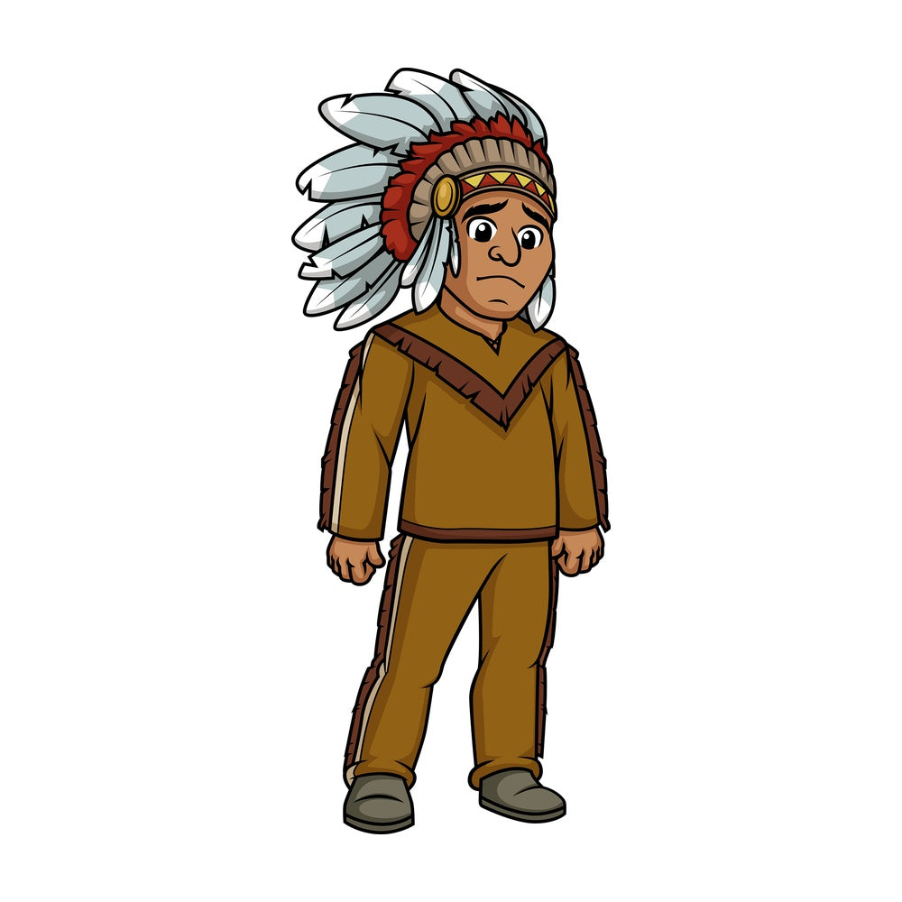 Sad native american indian man. PNG - JPG and vector EPS (infinitely scalable).