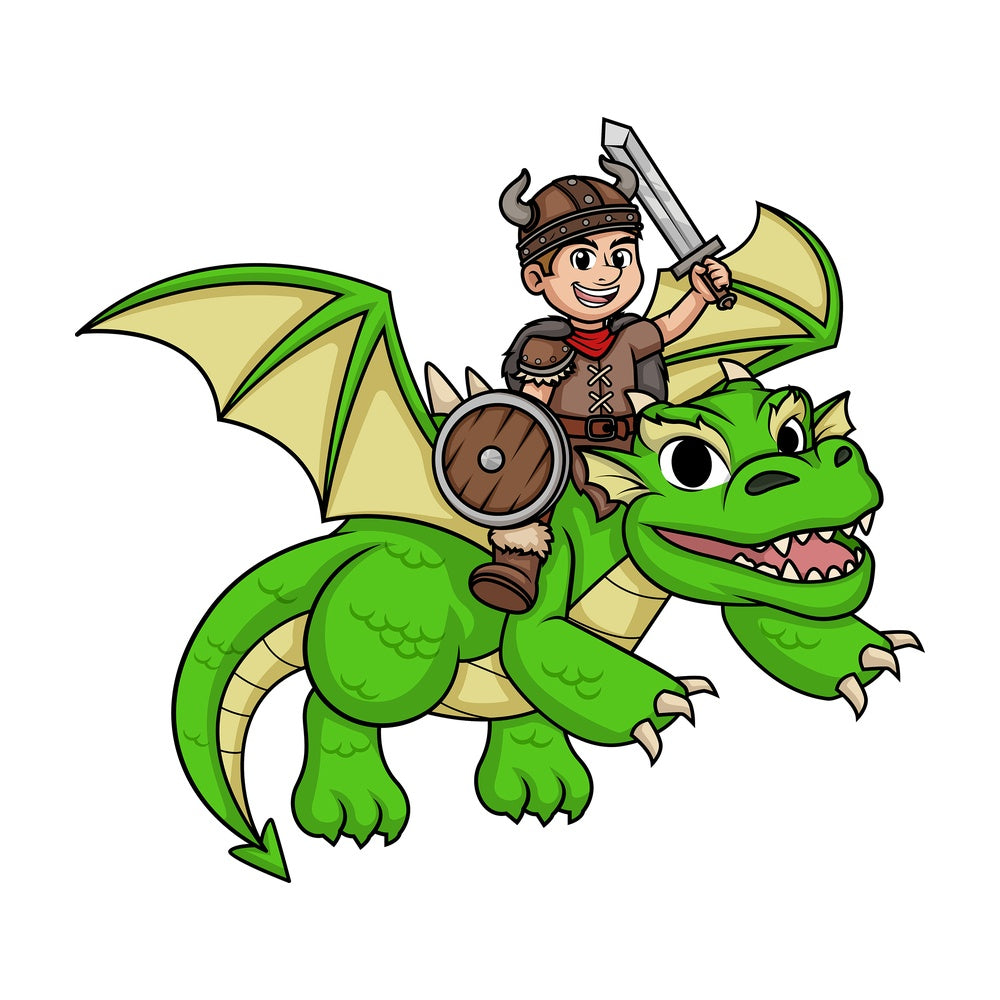 Viking riding dragon. PNG - JPG and vector EPS (infinitely scalable). Image isolated on transparent background.
