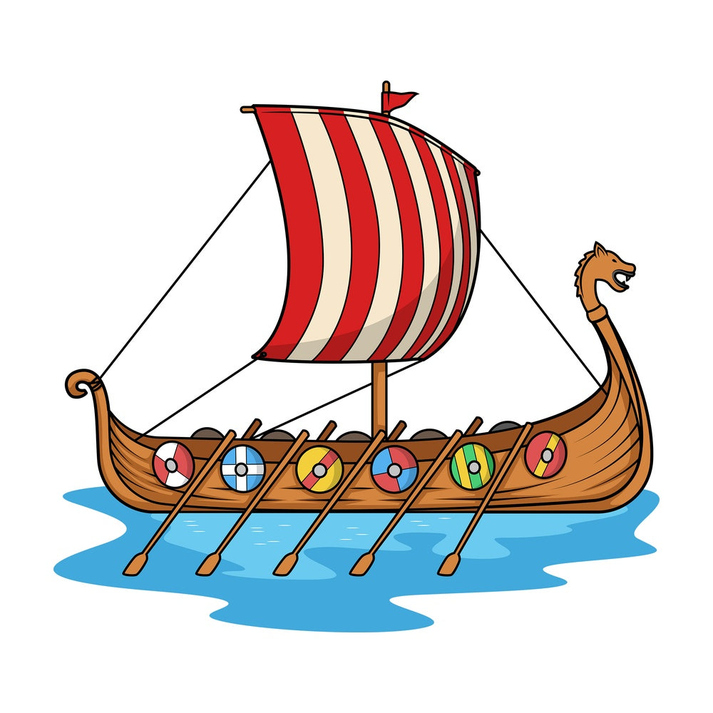 Viking longboat. PNG - JPG and vector EPS (infinitely scalable). Image isolated on transparent background.