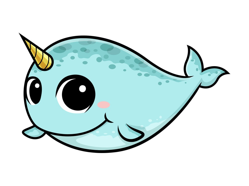 Cute baby narwhal. PNG - JPG and vector EPS (infinitely scalable).
