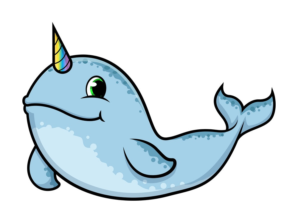 Narwhal with rainbow tusk. PNG - JPG and vector EPS (infinitely scalable).