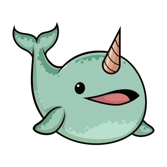 Happy narwhal. PNG - JPG and vector EPS (infinitely scalable).