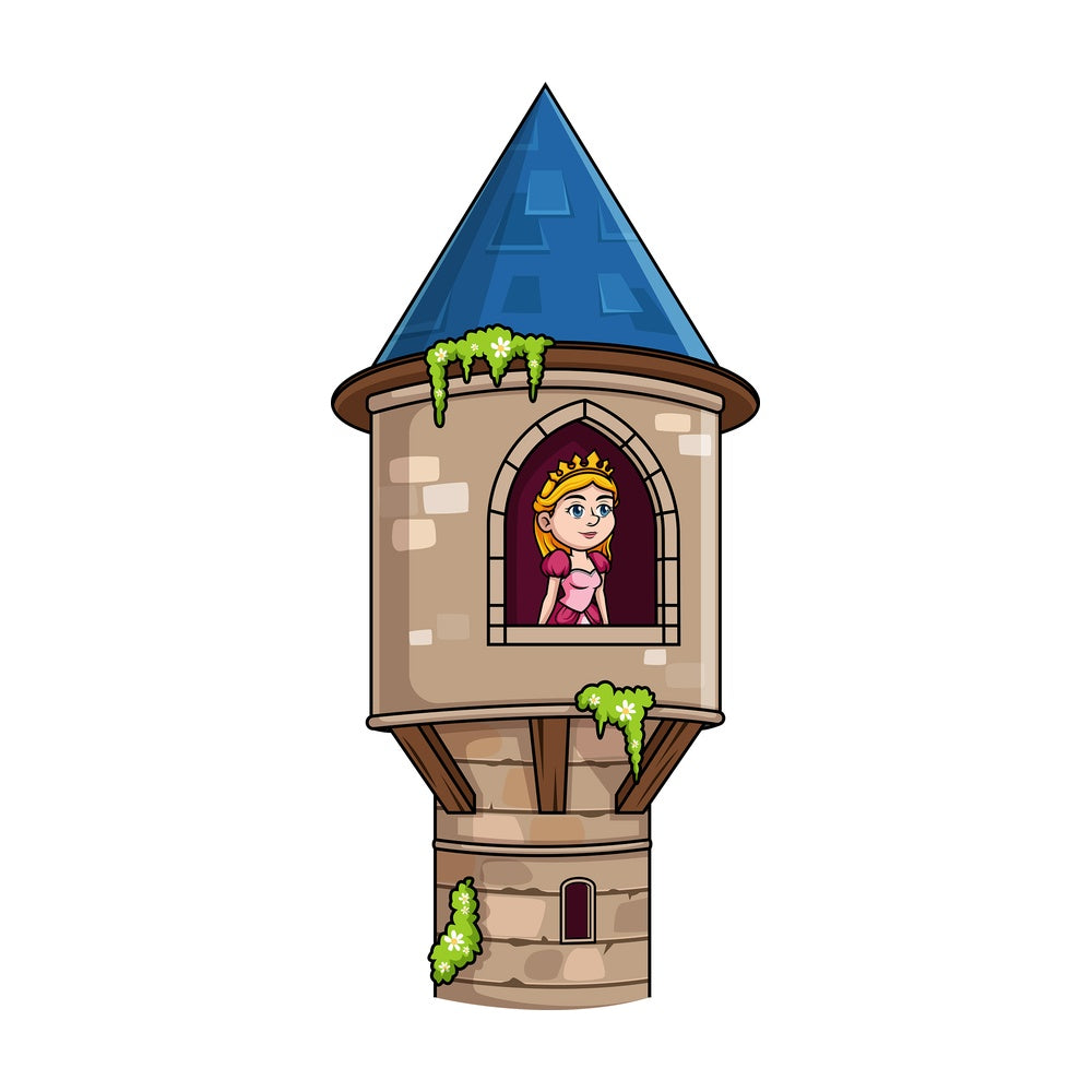 Princess in tower. PNG - JPG and vector EPS (infinitely scalable). Image isolated on transparent background.