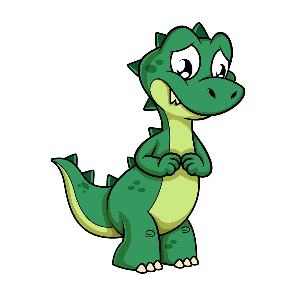 Sad green dinosaur. PNG - JPG and vector EPS (infinitely scalable).