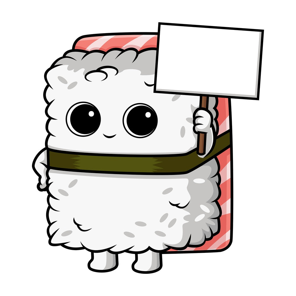 Sushi character holding emtpy sign. PNG - JPG and vector EPS (infinitely scalable).
