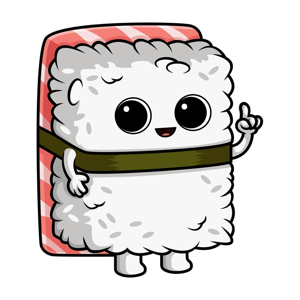 Sushi character pointing up. PNG - JPG and vector EPS (infinitely scalable).
