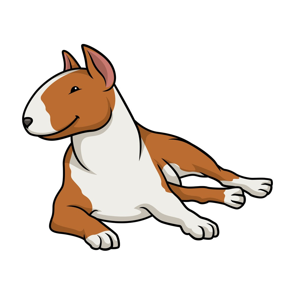 Red bull terrier lying down. PNG - JPG and vector EPS (infinitely scalable).