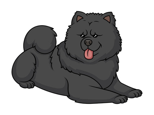 Black chow chow lying down. PNG - JPG and vector EPS (infinitely scalable).