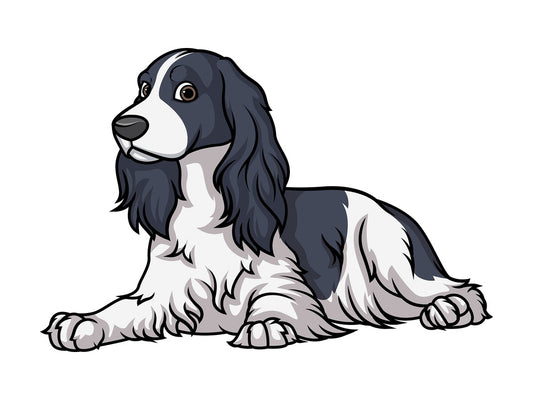 Blue roan english cocker spaniel. PNG - JPG and vector EPS (infinitely scalable).